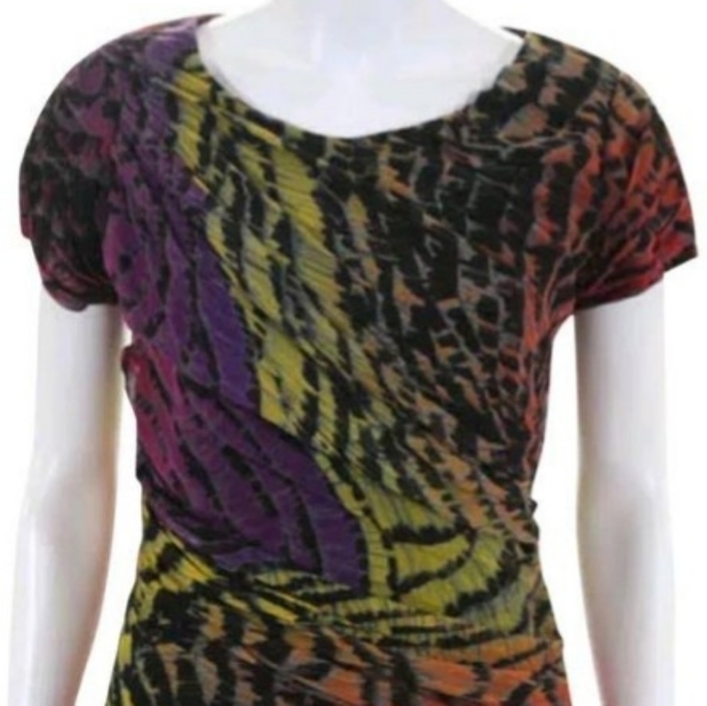 Dvf Erosa Multi Color Rainbow Zebra Zip dress Sz 2 - Picture 5 of 8